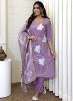 Vellora Viscose Lilac Daily Wear Printed Work Readymade Salwar Suit - Distacart