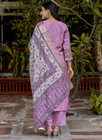 Vellora Silk Blend Lavender Casual Wear Embroidery Work Readymade Salwar Suit - Distacart