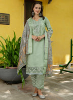 Vellora Silk Blend Pista Casual Wear Embroidery Work Readymade Salwar Suit - Distacart