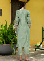 Vellora Silk Blend Pista Casual Wear Embroidery Work Readymade Salwar Suit - Distacart