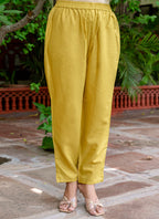 Vellora Cotton Blend Mustard Yellow Casual Wear Foil Print Work Readymade Salwar Suit - Distacart