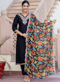 Vellora Silk Blend Black Casual Wear Embroidery Work Readymade Salwar Suit - Distacart