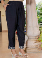 Vellora Silk Blend Black Casual Wear Embroidery Work Readymade Salwar Suit - Distacart