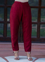 Vellora Silk Blend Maroon Casual Wear Embroidery Work Readymade Salwar Suit - Distacart