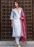 Vellora Chanderi Silk White Casual Wear Embroidery Work Readymade Salwar Suit - Distacart