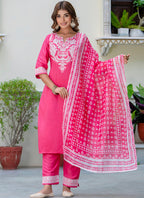 Vellora Silk Blend Pink Casual Wear Embroidery Work Readymade Salwar Suit - Distacart