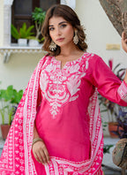Vellora Silk Blend Pink Casual Wear Embroidery Work Readymade Salwar Suit - Distacart