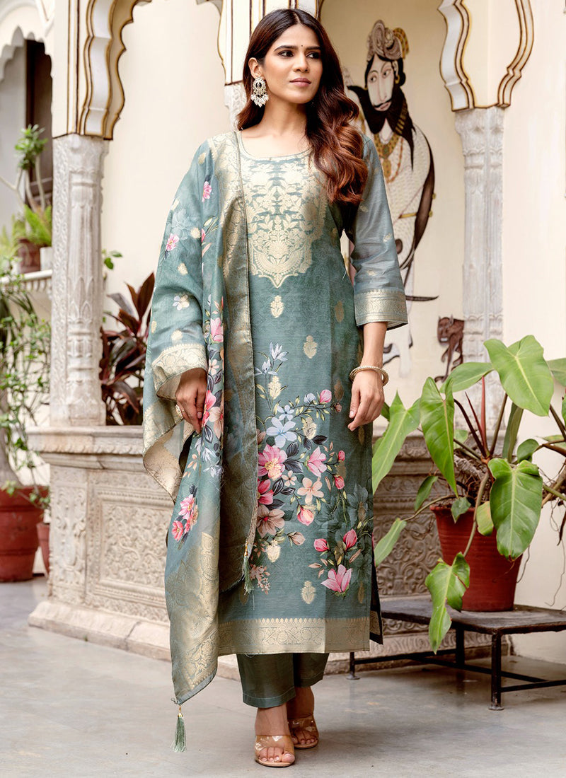 Vellora Viscose Green Festival Wear Digital Print Work Readymade Salwar Suit - Distacart