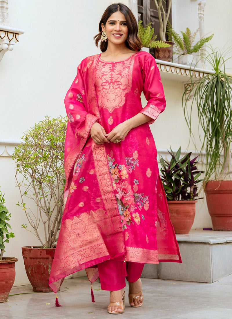 Vellora Viscose Hot Pink Festival Wear Digital Print Work Readymade Salwar Suit - Distacart