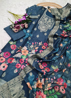 Vellora Viscose Navy Blue Festival Wear Digital Print Work Readymade Salwar Suit - Distacart