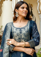 Vellora Viscose Navy Blue Festival Wear Digital Print Work Readymade Salwar Suit - Distacart