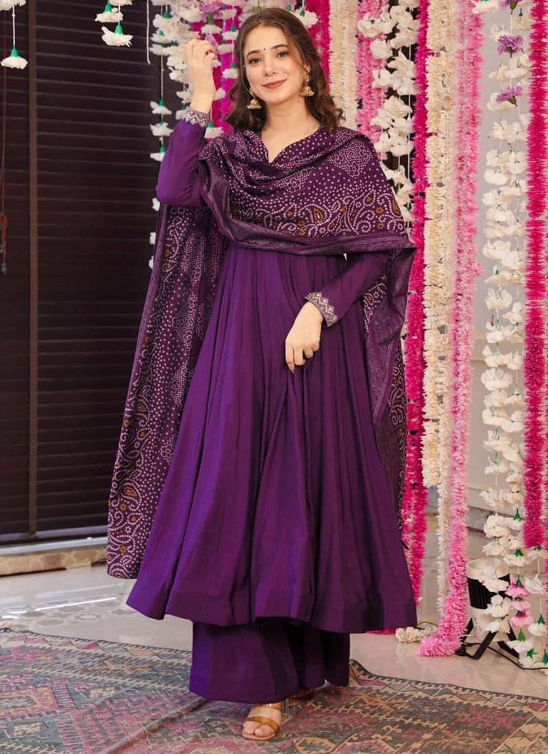 Vellora Viscose Wine Festival Wear Embroidered Work Readymade Salwar Suit - Distacart