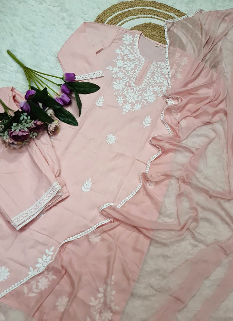 Vellora Cotton Light Pink Daily Wear Embroidered Work Readymade Salwar Suit - Distacart