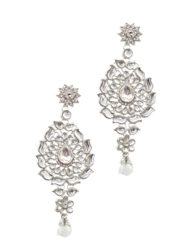 Tehzeeb Creations Platinum Plated Silver Polish Dulhan Bridal Jewelry Set 8 Pcs