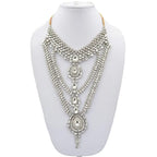 Tehzeeb Creations Platinum Plated Silver Polish Dulhan Bridal Jewelry Set 8 Pcs