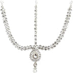 Tehzeeb Creations Platinum Plated Silver Polish Dulhan Bridal Jewelry Set 8 Pcs