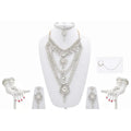 Tehzeeb Creations Platinum Plated Silver Polish Dulhan Bridal Jewelry Set 8 Pcs