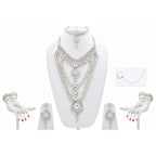 Tehzeeb Creations Platinum Plated Silver Polish Dulhan Bridal Jewelry Set 8 Pcs