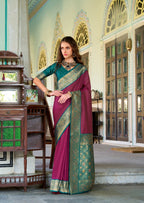 Anaita Wine Soft Silk Zari Weaving Saree With Blouse Piece - Distacart
