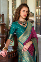 Anaita Wine Soft Silk Zari Weaving Saree With Blouse Piece - Distacart