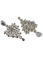 Tehzeeb Creations Platinum Plated Silver Polish Stone Mini Bridal Choker Set for Women & Girls