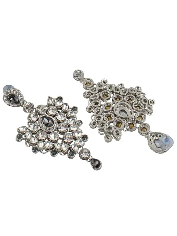 Tehzeeb Creations Platinum Plated Silver Polish Stone Mini Bridal Choker Set for Women & Girls