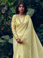 Stylee Lifestyle Green Organza Woven Saree - Distacart