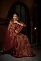 Vardha Carnelian Maroon Golden Zari Kanjeevaram Silk Saree