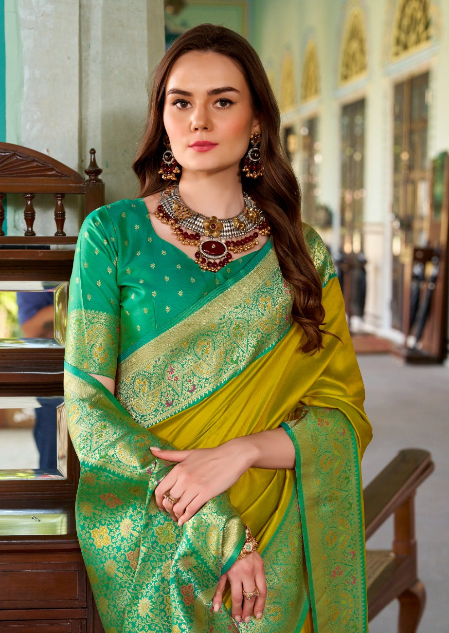 Anaita Mustard Soft Silk Zari Weaving Saree With Blouse Piece - Distacart