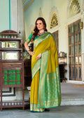 Anaita Mustard Soft Silk Zari Weaving Saree With Blouse Piece - Distacart