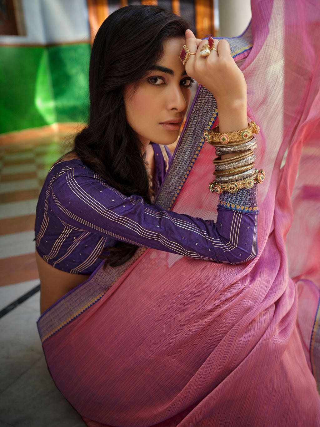 Stylee Lifestyle Magenta Art Silk Woven Saree - Distacart