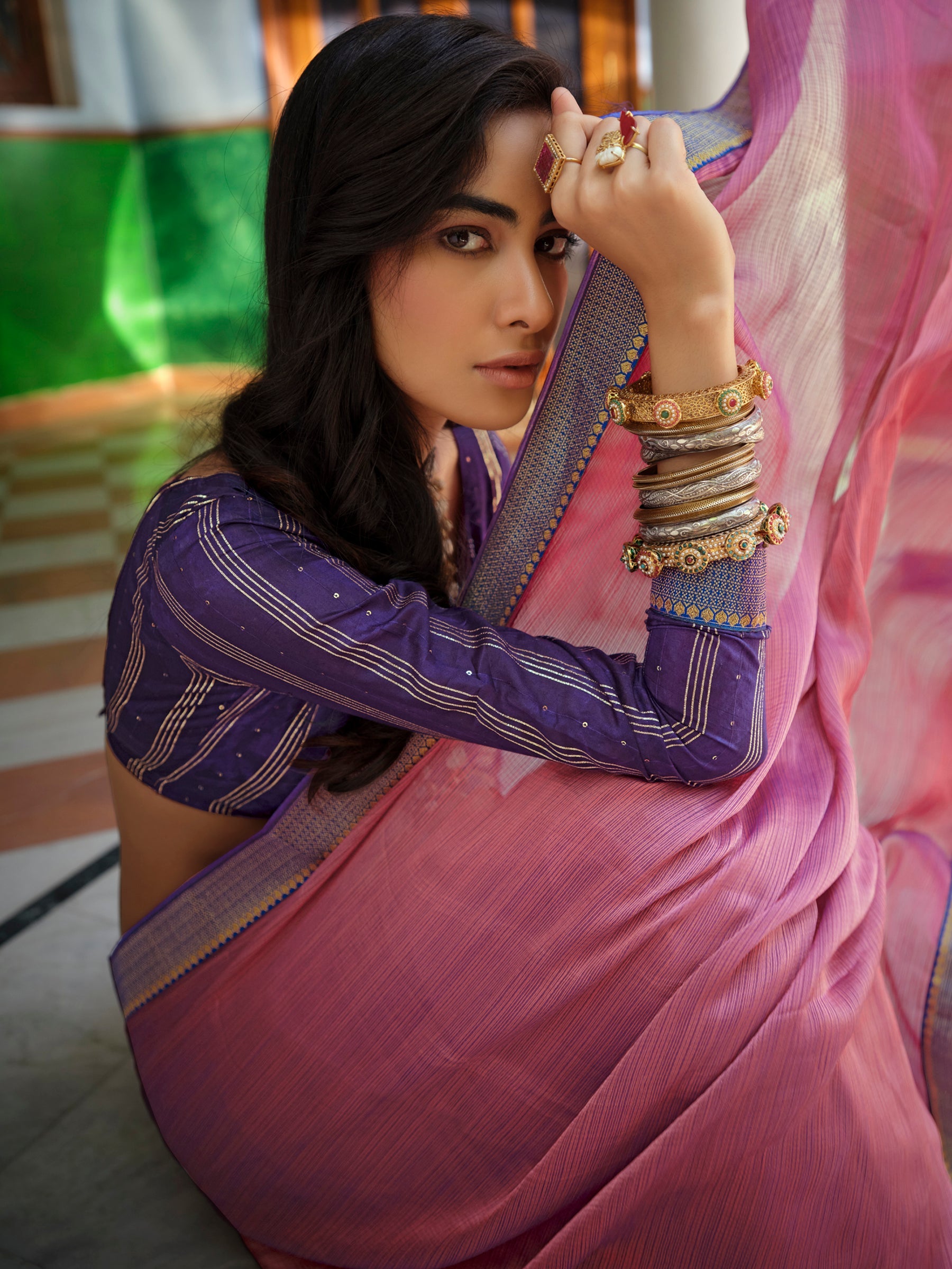 Stylee Lifestyle Magenta Art Silk Woven Saree - Distacart