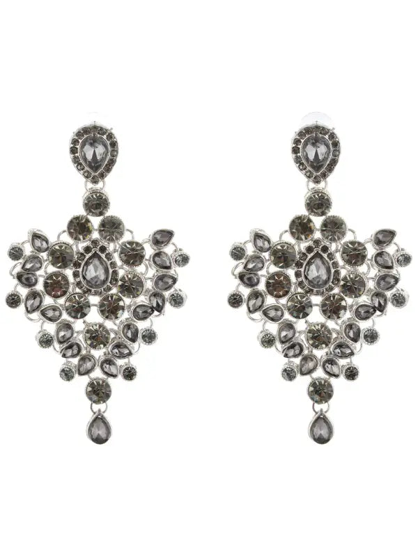 Tehzeeb Creations Platinum Plated Silver Polish Stone Mini Bridal Choker Set for Women & Girls