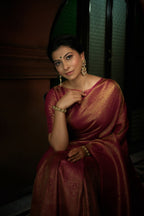 Vardha Barbie Pink Golden Zari Kanjeevaram Silk Saree