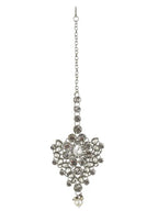 Tehzeeb Creations Platinum Plated Silver Polish Stone Mini Bridal Choker Set for Women & Girls