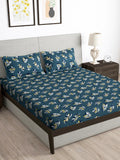 Story@home Arena Grey & Yellow Floral Printed 180 TC Queen Bedsheet & 2 Pillow Covers - Distacart