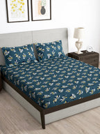 Story@home Arena Grey & Yellow Floral Printed 180 TC Queen Bedsheet & 2 Pillow Covers - Distacart