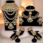 Tehzeeb Creations Traditional Designer Kundan Stone Pink and Mint Meenakari Choker Bridal Set