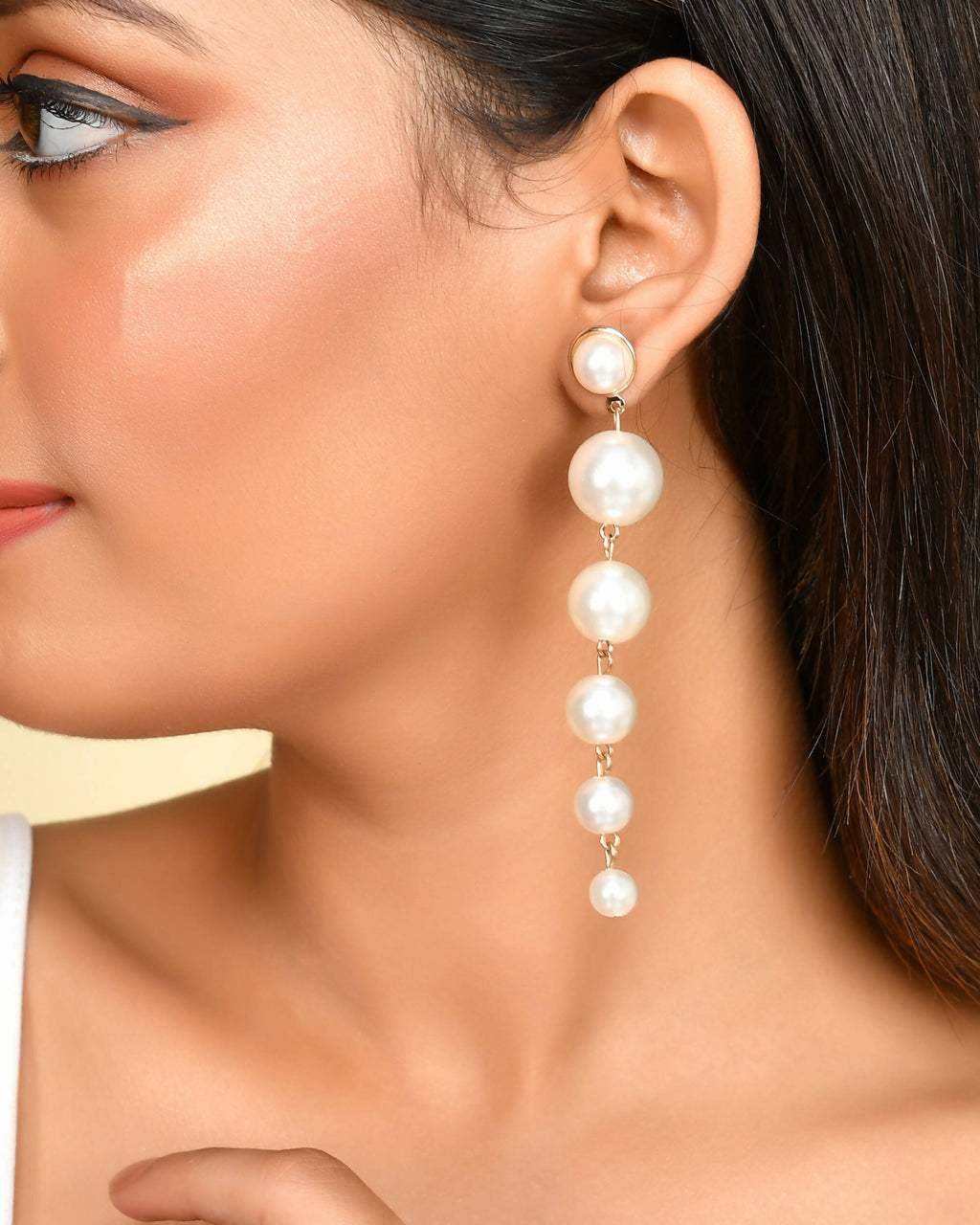 VOJ Women Gold Tone Pearl Stainless Steel Drops & Danglers Earrings - Distacart