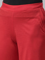 Souchii Women Red Knitted Palazzos - Distacart