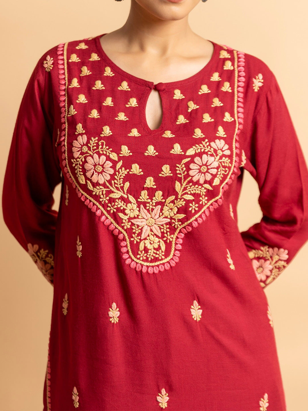 HOUSE OF KARI Floral Embroidered Chikankari Kurta With Palazzos