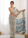 Designer Partywear Georgette White Fancy Saree - Durga