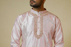 Light Coral Embroidered Collar Designer Kurta by Hilo Design