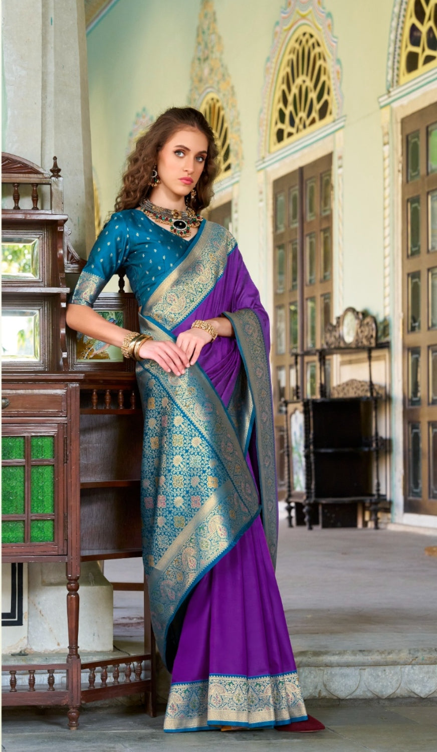 Anaita Violet Soft Silk Zari Weaving Saree With Blouse Piece - Distacart