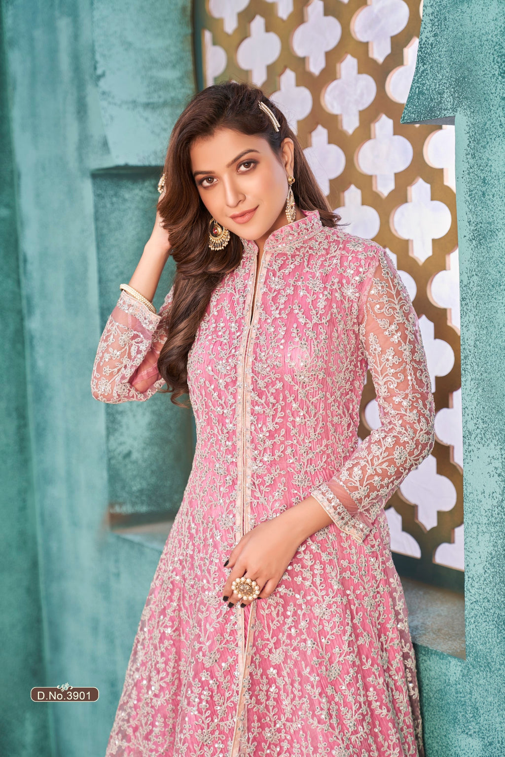 Anaita Pink Embroidered Net Anarkali Suit - Distacart