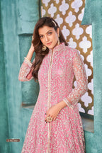 Anaita Pink Embroidered Net Anarkali Suit - Distacart