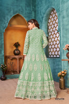 Anaita Light Green Embroidered Net Anarkali Suit - Distacart