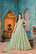 Anaita Light Green Embroidered Net Anarkali Suit - Distacart