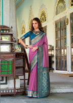 Anaita Pink Soft Silk Zari Weaving Saree With Blouse Piece - Distacart