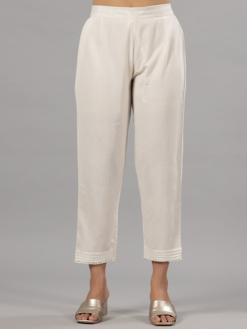 Juniper Women Natural Liva Rayon Solid Pants - Distacart